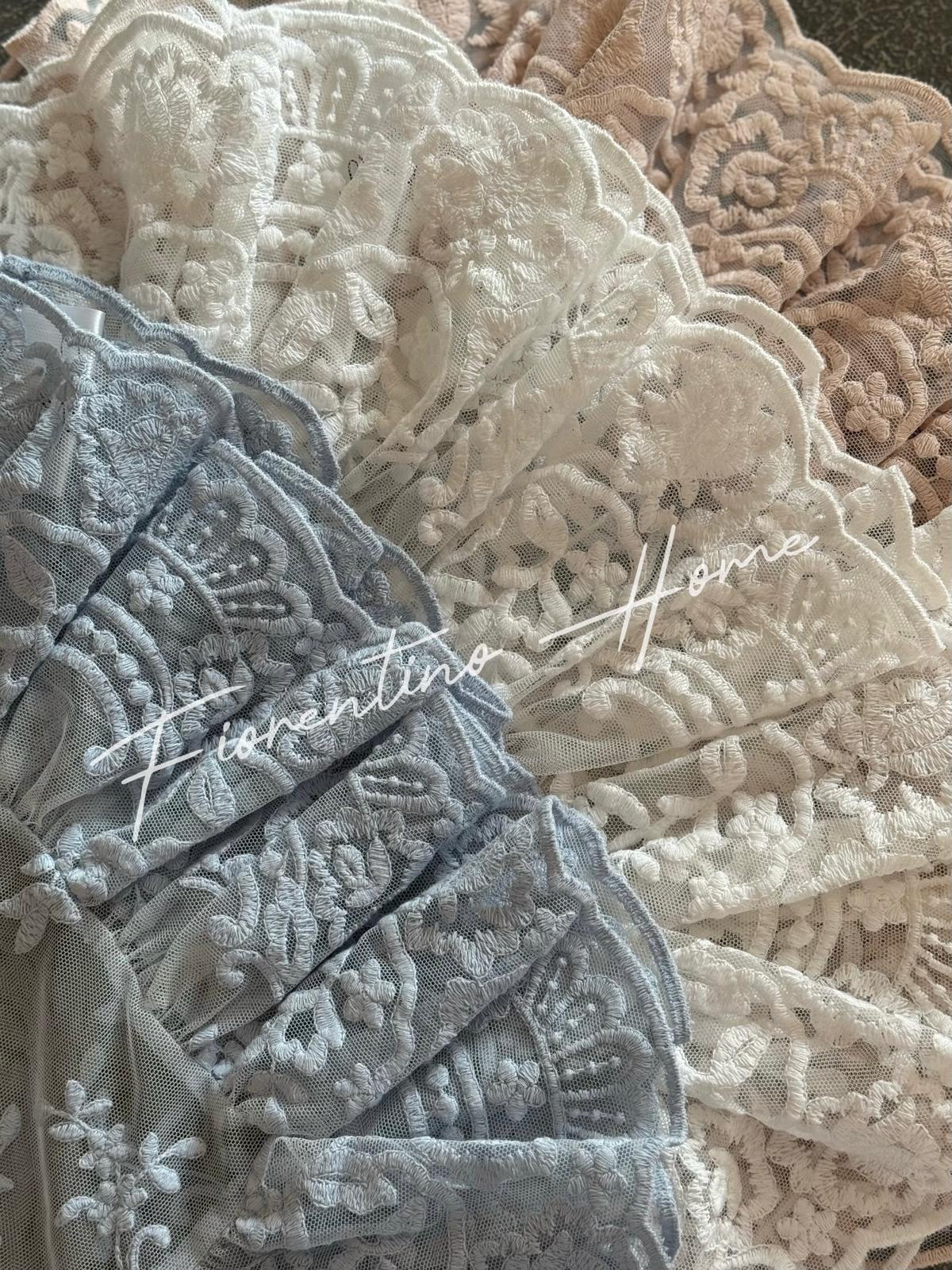 Tris centrini in total pizzo sartoriale Royal - vari colori -  80x40+45x40 - Charme Home Textile